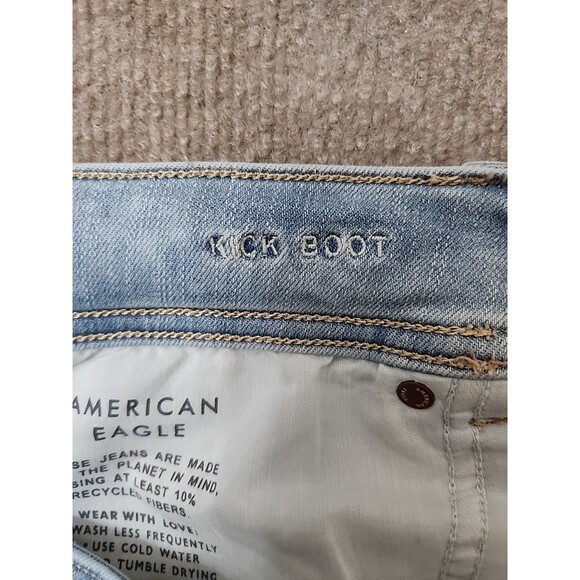 American Eagle Kick Boot Jeans Womens 12 Blue Light Wash Next Level Stretch - Picture 8 of 10